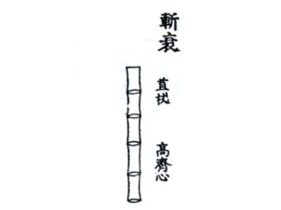 사례편람에 그려진 참최의 둥근 검은색 대나무 지팡이 그림